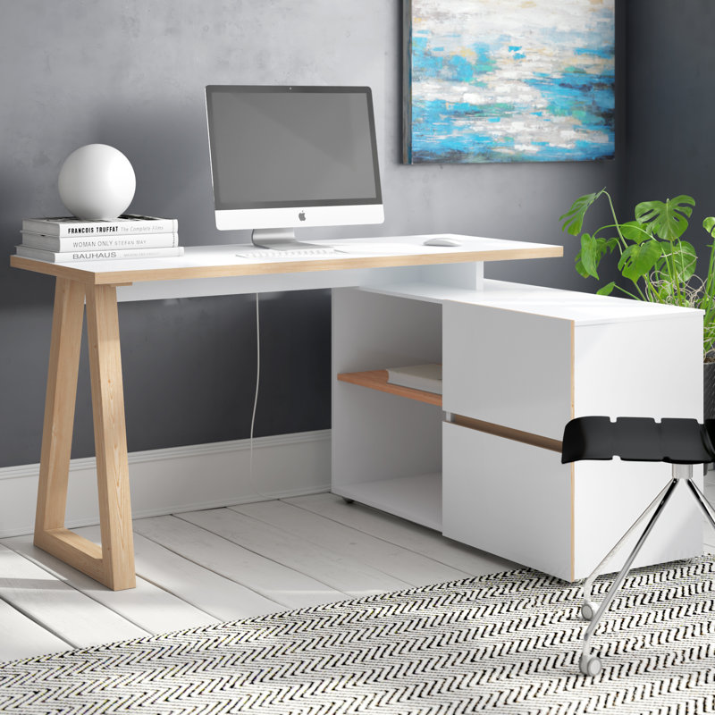 Belfield C 140 Writing Desk, White/Oak