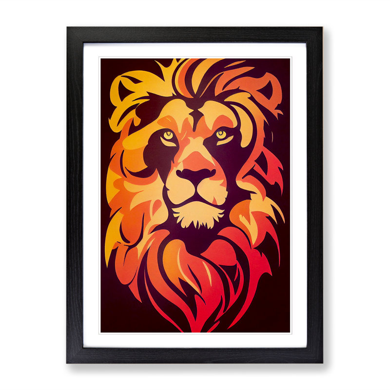 Lion Soviet Art Vol.1 - Picture Frame Print, Black, 34cm H x 25cm W x 2cm D