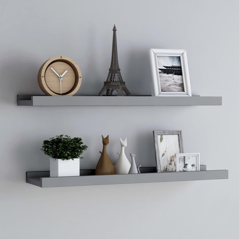 Foust 2 Piece Straight Floating Shelf, Gray, 1.2" H x 31.5" W x 3.5" D