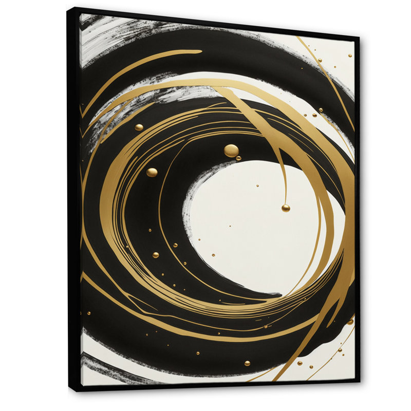 Noir, argent et or mélangeant des tourbillons III - peinture sur toile, H 44 po x l 34 po x P 1,5 po
