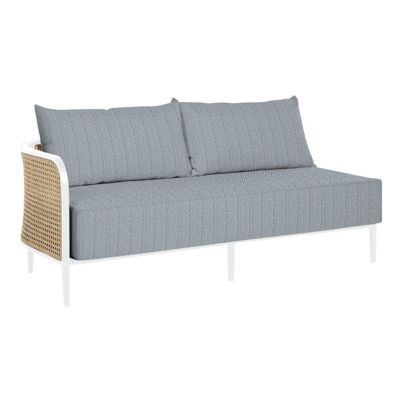 Havana Cane N-Dura Resin Wicker Outdoor Left Arm Facing Sectional, Black, No welt/Standard fill, Perigold Ishi Blanca
