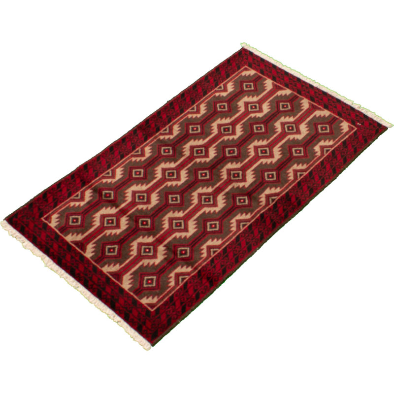 One-of-a-Kind 3'2" X 5'5" 1980s Wool Area Rug in Red