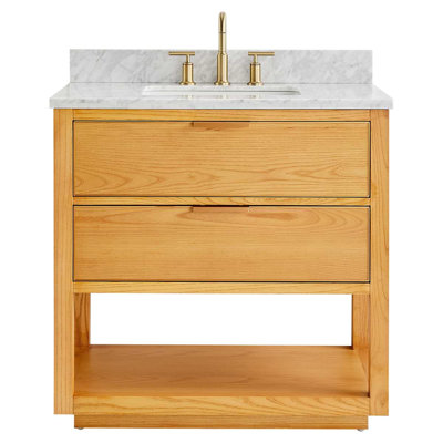 Meuble-lavabo à grain de bois 36 po Eryka