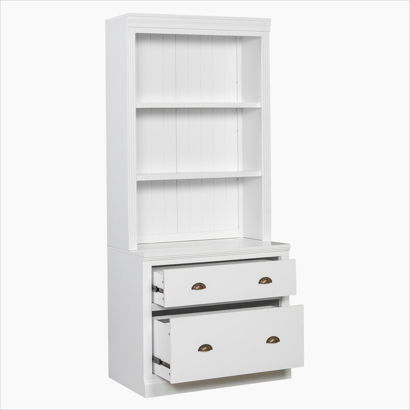 83.4"Tall Bookshelf with LED Lighting, Modern Bookcase with 2 Drawer and 3 Open Shelves,Storage Bookshelf for Living Room,Home Office,White