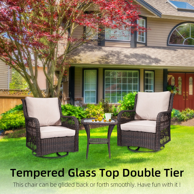 2 - Person Patio Conversation Sets with Cushions, Apricot