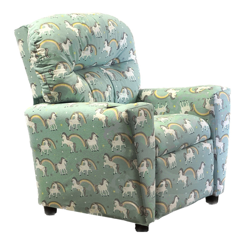Seville Kids 13'' Recliner and Ottoman, Blue/Gray/White/Yellow, Animal 2
