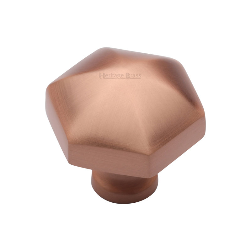 Heritage Brass Heritage Cabinet Knob Hexagon Design 32mm, Satin Rose Gold