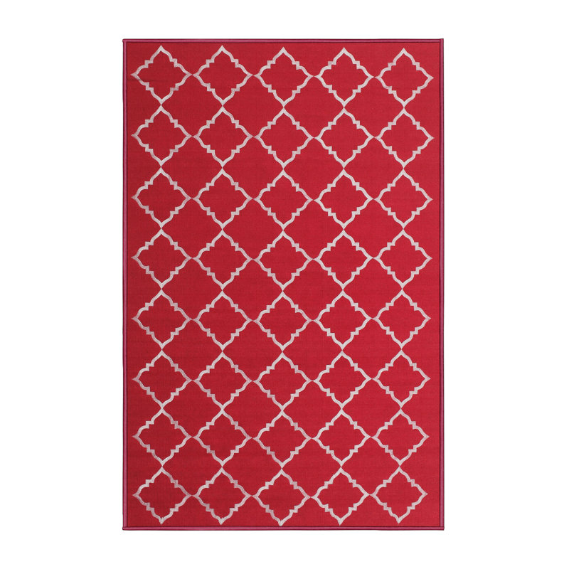 Tapis de zone rouge contemporaine, Rectangle 7 pi x 9 pi