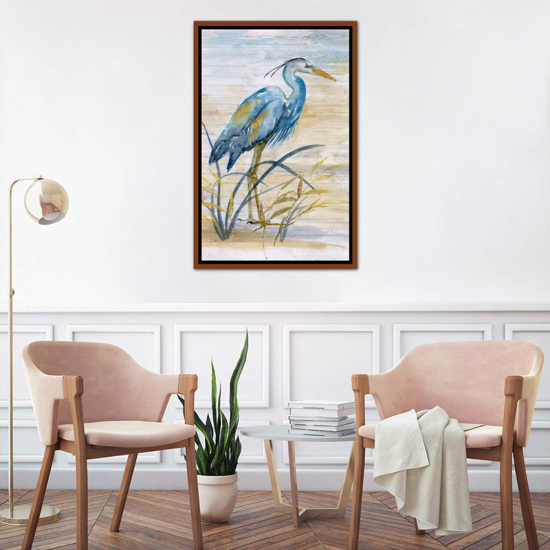 «Heron», reproduction sur toile flottante, H 40 po x l 26 po x P 1,5 po, Toile avec cadre en bois classique