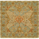 Oriental Hand Knotted Wool Beige, Blue and Rust Area Rug