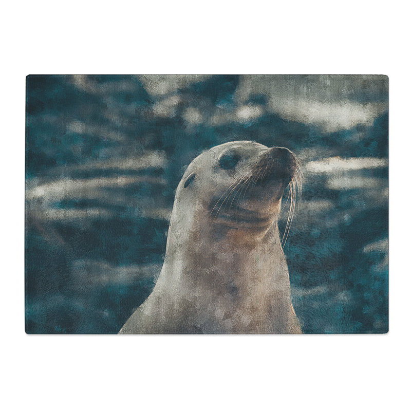 Portrait of a Seal Painting Chopping Board, 0.4cm H x 20cm W x 28.5cm L