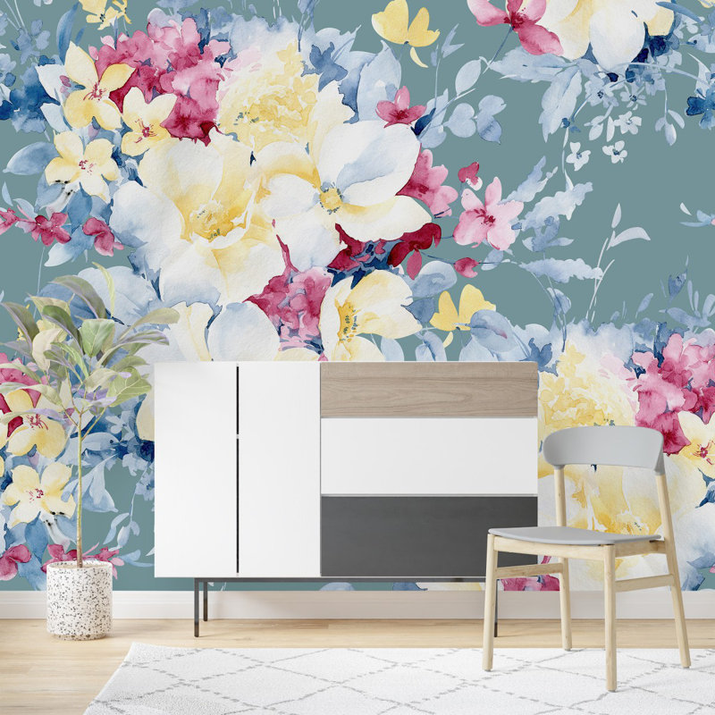 Floral Wall Mural, 8.33' W x 8.33' L