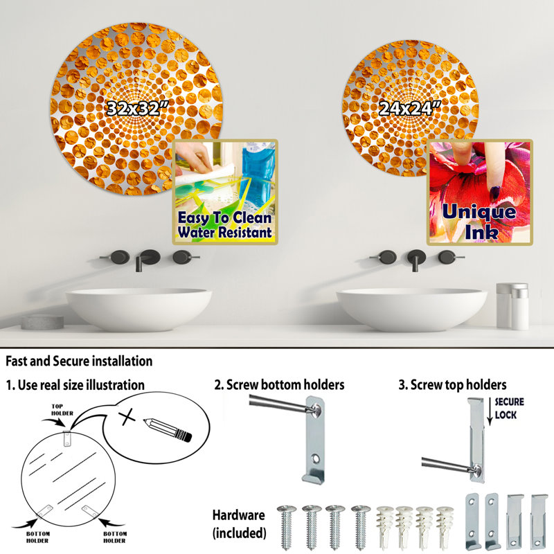 Prestonne - Miroir décoratif à cercles concentriques, 31,4 po x 31,4 po