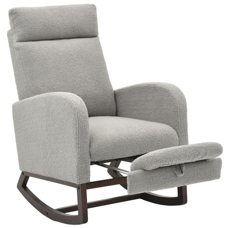 Chaise berçante avec repose-pieds Teedy, Teddy Grey