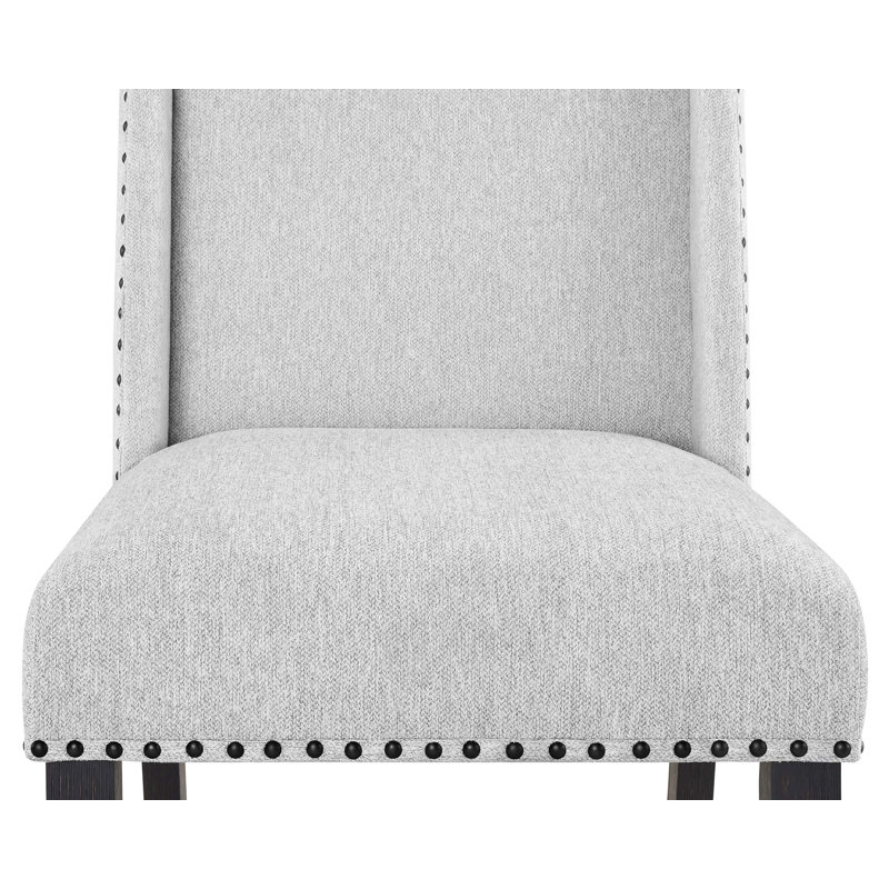 Ensemble de salle à manger 7 pièces de style contemporain en faux marbre avec plateau rectangulaire et chaises capitonnées en bois massif capitonné