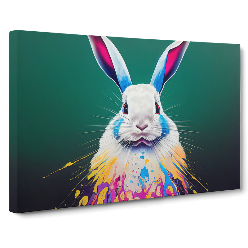 Painted Rabbit Abstract - Wrapped Canvas Print, 35cm H x 50cm W x 3cm D