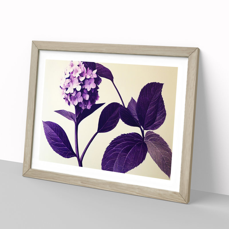 Classic Hydrangea Flowers - Single Picture Frame Print, 25cm H x 34cm W x 2cm D, Oak