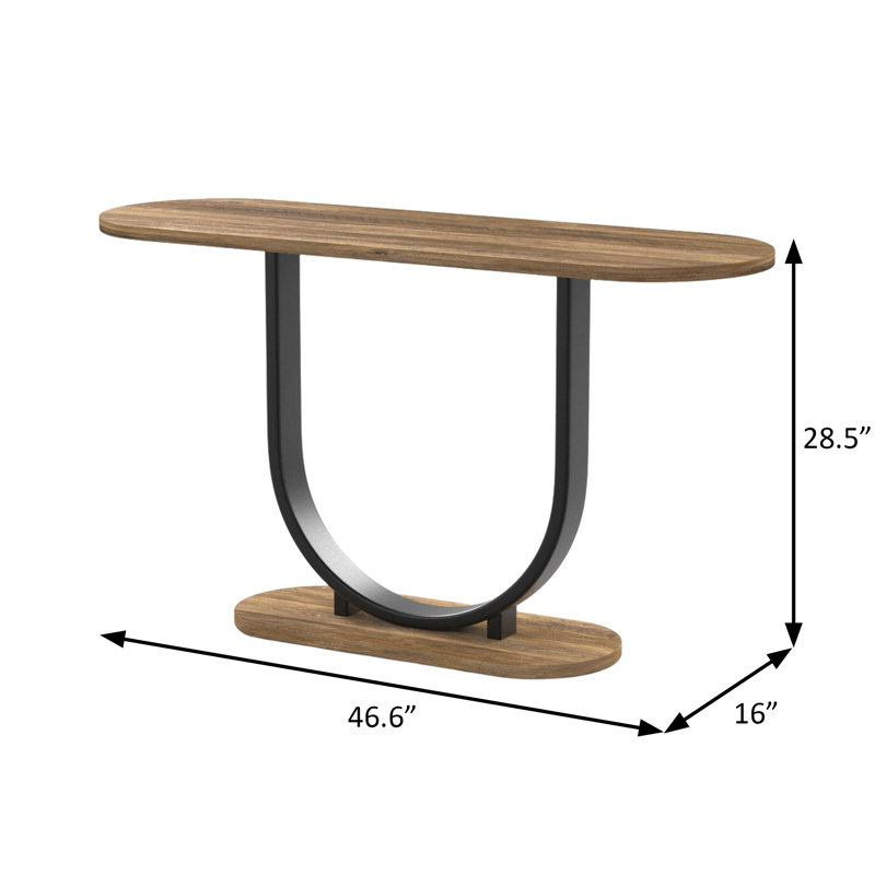 46.6" W Industrial Sofa Table, Rustic Oak/Sand Black
