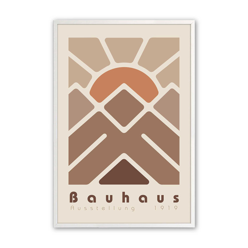Imprimé géométrique Bauhaus Sunset, H 15 po x l 12 po, Blanc