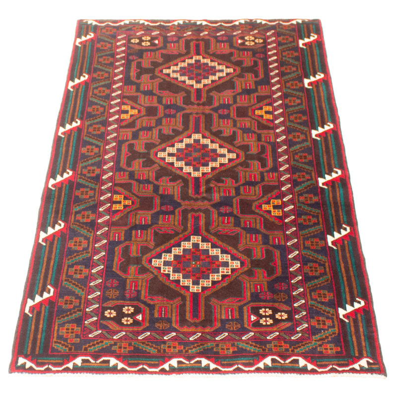 Tapis brun foncé Teimani 3 pi 8 po x 6 pi 11 po
