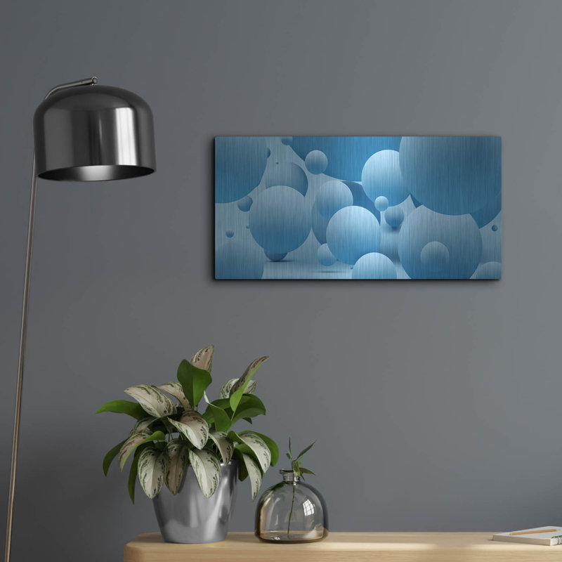 Ivy Bronx «Bubble Rain» par Luxe Portfolio, art mural en métal, H 12 po x l 24 po