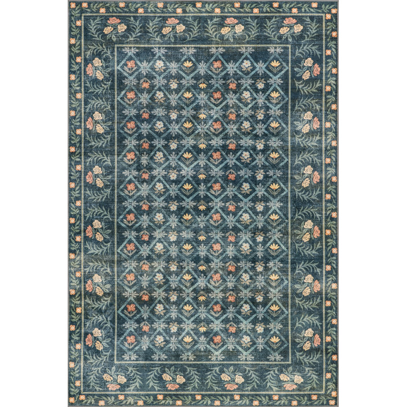  Valley Floral Washable Area Rug, Rectangle 5' x 8'