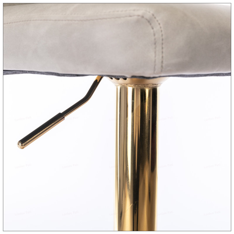 2PCS PU Gold Base Swivel Barstools With Adjusatble Height, White, Gold