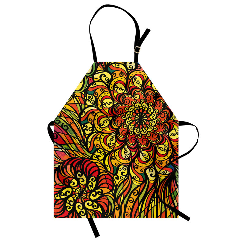 Multicolore East Urban Home, tablier coloré unisexe abstrait floral bouclé, taille adulte