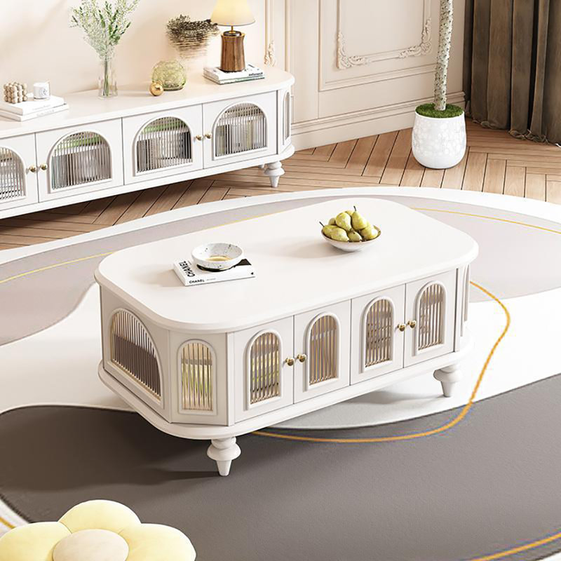 Simple and light luxury coffee table, Cream, 20.1" H x 47.2" L x 27.6" W