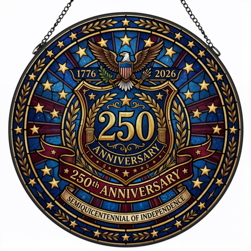 Panneau de fenêtre en verre pour décoration intérieure American Eagle USA 250th Anniversary - H 12 po, H 12 po
