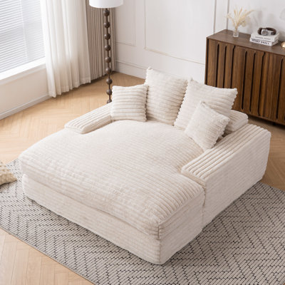 69" x 65.7" Oversized Chaise Lounge Chair with 4 Detachable Pillows, Upholstered in Corduroy Fabric, Cozy Sleeper Sofa Bed with Wide Armrests and High-Density Foam for Living Room or Apartment