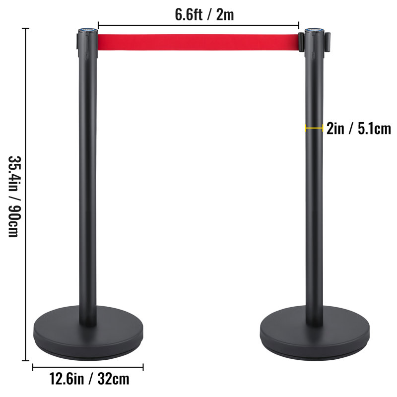 Barrière de sécurité pour veilleuse noire avec ceinture rétractable rouge de 80 po VEVOR
