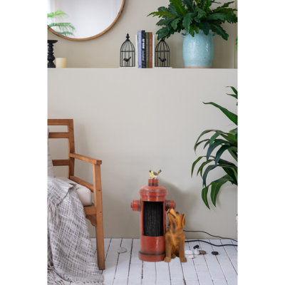 Fire Hydrant Water Fountain with Dog and Bird Accents - 16.2" x 11" x 26.8" - Red