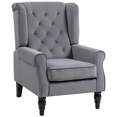 HOMCOM Wingback Accent Chair Velvet Armchair High Back