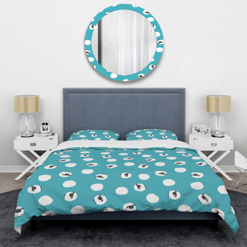 White Circles Pattern - Abstract Duvet Cover Set - Microfiber Polyester, Full/Queen Duvet Cover + 2 Standard Shams