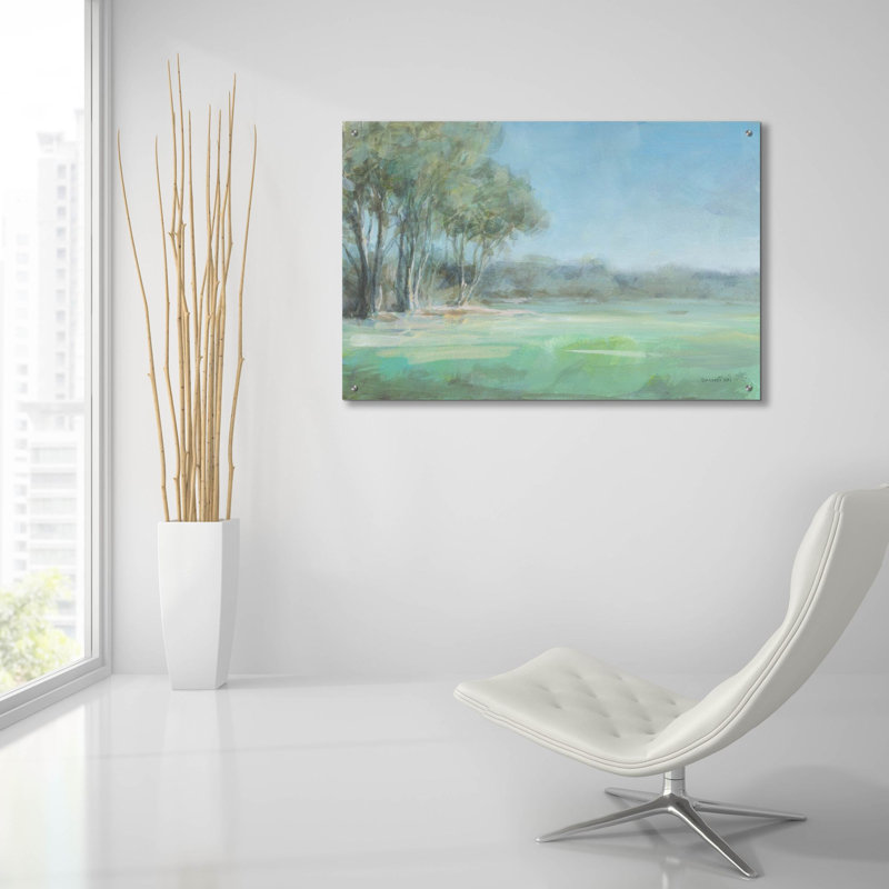 «High Summer Field» par Danhui Nai, art mural en verre acrylique, H 24 po x l 36 po x P 0,2 po