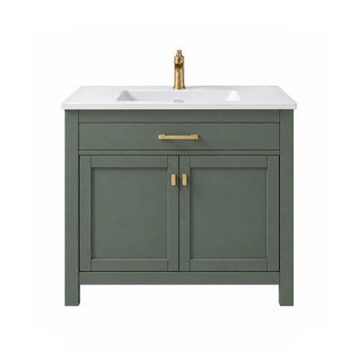 Meuble-lavabo simple Ajhane de 76 cm avec dessus en résine acrylique