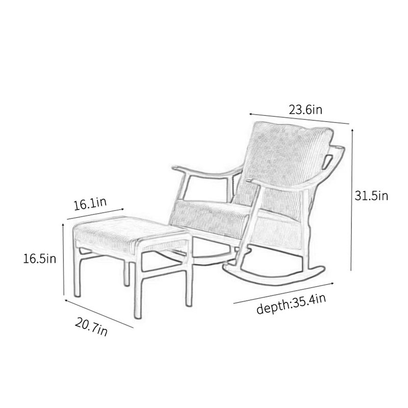Chaise berçante en bois massif, Vert
