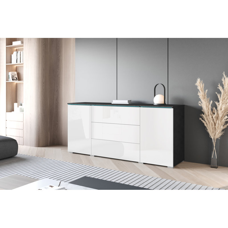 Aayran 150cm Sideboard, Matera/White Gloss