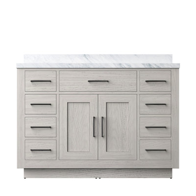 White Oak Single Bath Vanity With 48 - Inch Width, 22 Depth, Marble Top, Solid Wood Construction, Soft Close Functionality In Oak, In. W, D, Featuring Surface, Frame, Closing Function