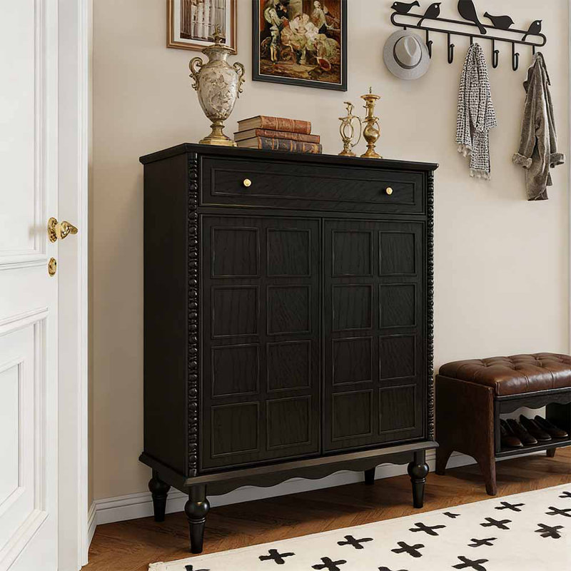 Armoire à chaussures de luxe américaine légère, Noir