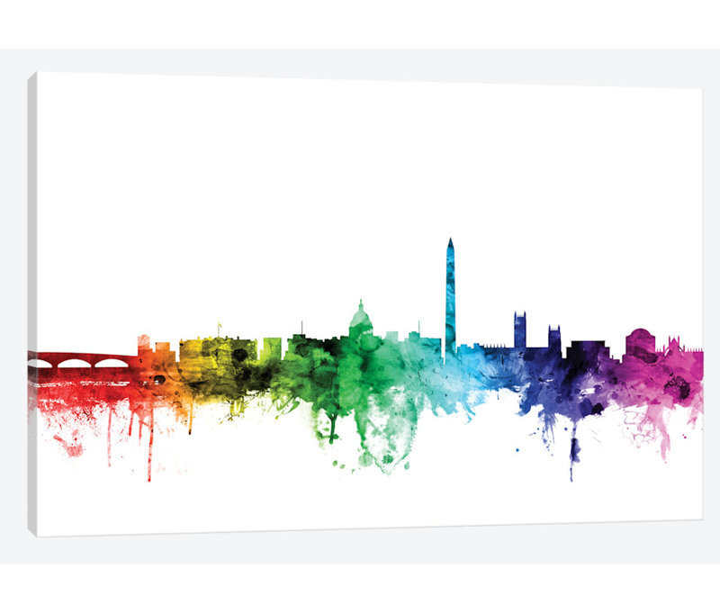 «Rainbow Skyline Series»: Washington, D.C., États-Unis, reproduction d'art sur toile tendue, H 40 po x l 60 po x P 1,5 po