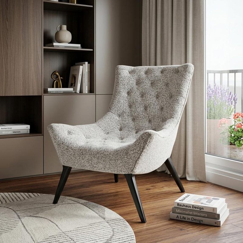 Méridienne 32 po Boucle touffetée grise et noire