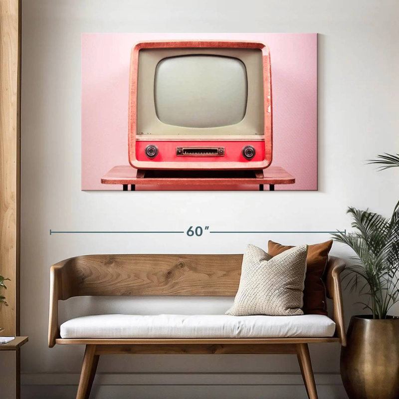 Téléviseur rose rétro Kerner, H 32 po x l 48 po