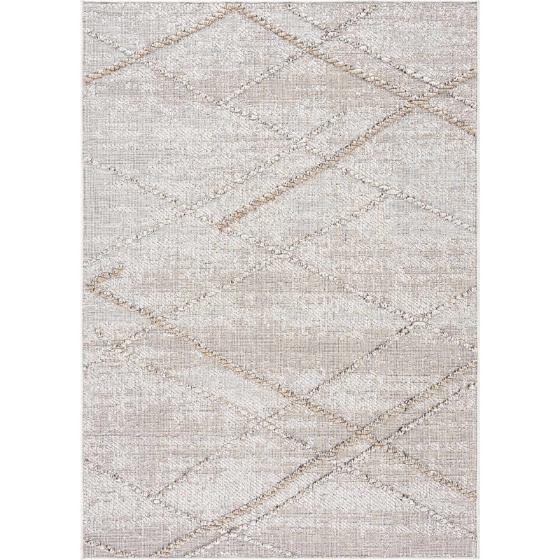 Uxbridge Geometric Outdoor Gray Area Rug, Rectangle 2' x 3'