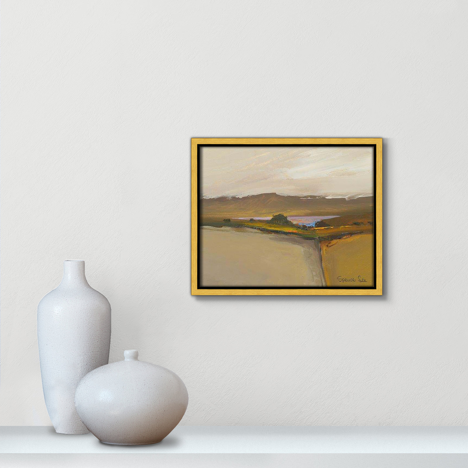 Heaven And Earth IV by Spencer Lee, 9.5'' H x 11.5'' W x 2'' D, Gold Framed