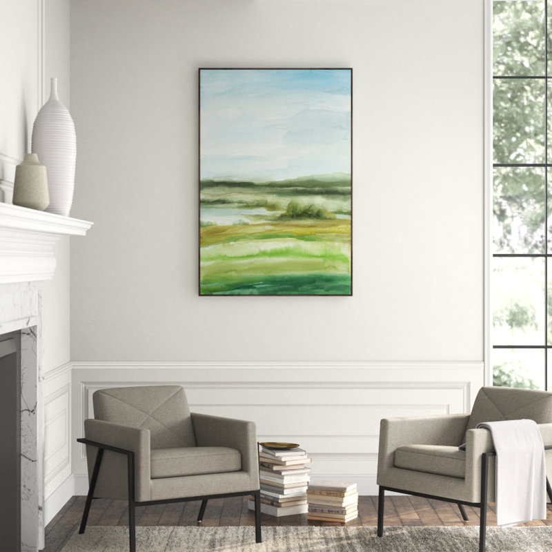 Green Ocean II Print by Giselle Kelly, 37.5" H x 25.5" W x 1.5" D, Glass Coat