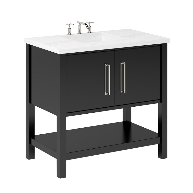 Kiawah Single Bath Vanity, Noir, Satin Nickel, 30"