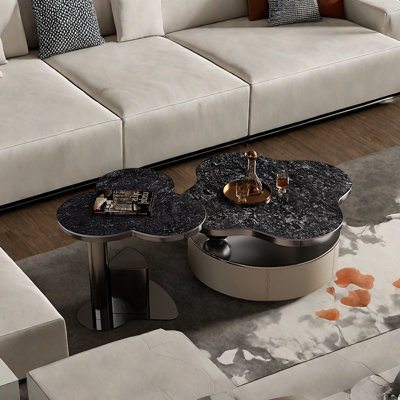 Table basse moderne en acier inoxydable