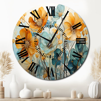 Horloge murale sarcelle Botanical I